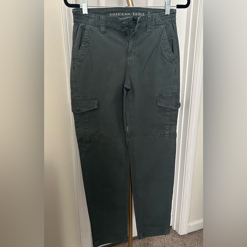 American Eagle Womens Size 2 Baggy Cargo Chino Pants Navy Blue Y2K